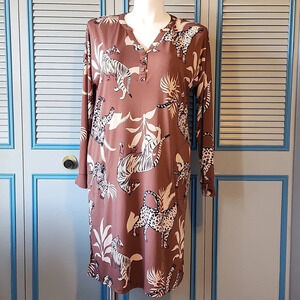 Breezies Brown Cheetah Print Dress
